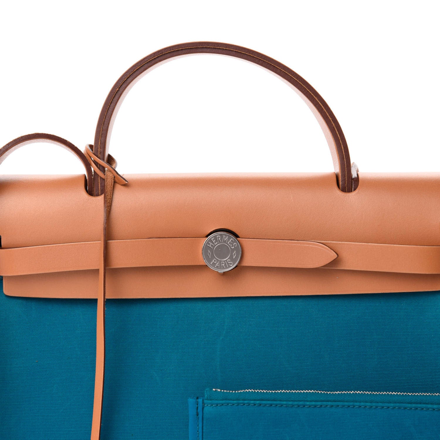 Hermes Vache Hunter Toile Herbag Zip 31 PM Bleu Natural 8 of 10