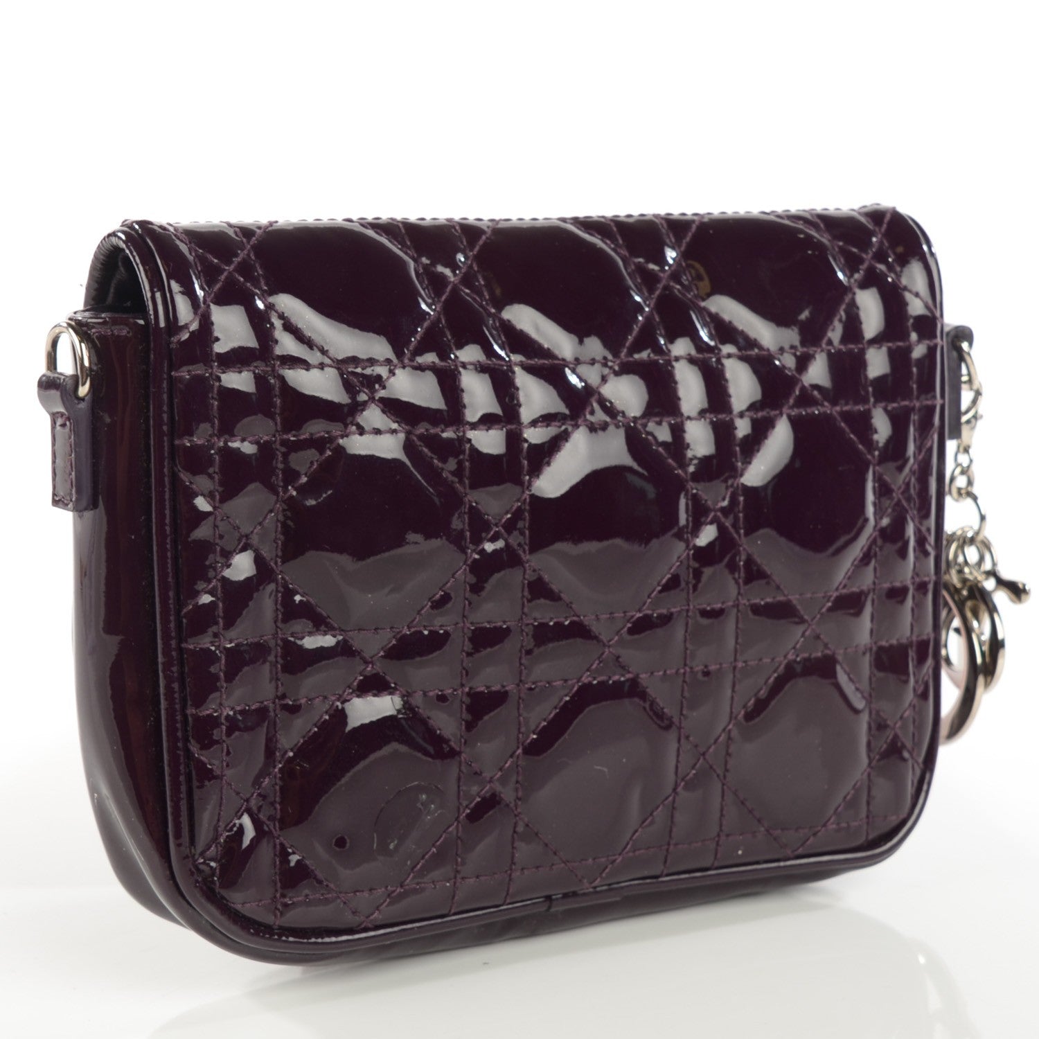 Christian Dior Patent Cannage Lady Dior Pochette Purple 3 of 9