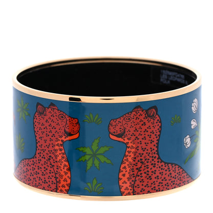 Hermes Enamel Printed Les Leopards Extra Wide Bracelet 70 Folk 1 of 6