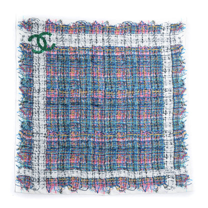 Chanel Silk Tweed Effect CC Square Scarf White 2 of 5