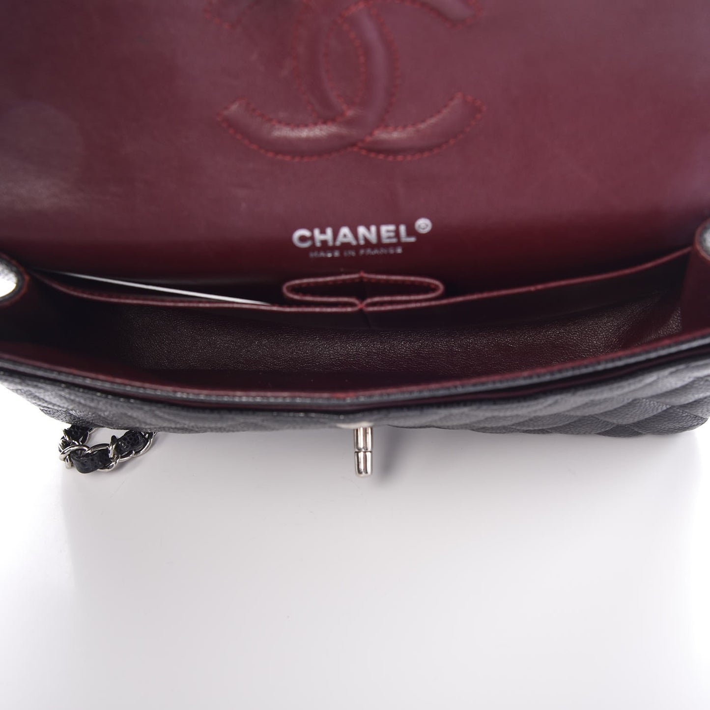 Caviar Quilted Medium Double Flap Black