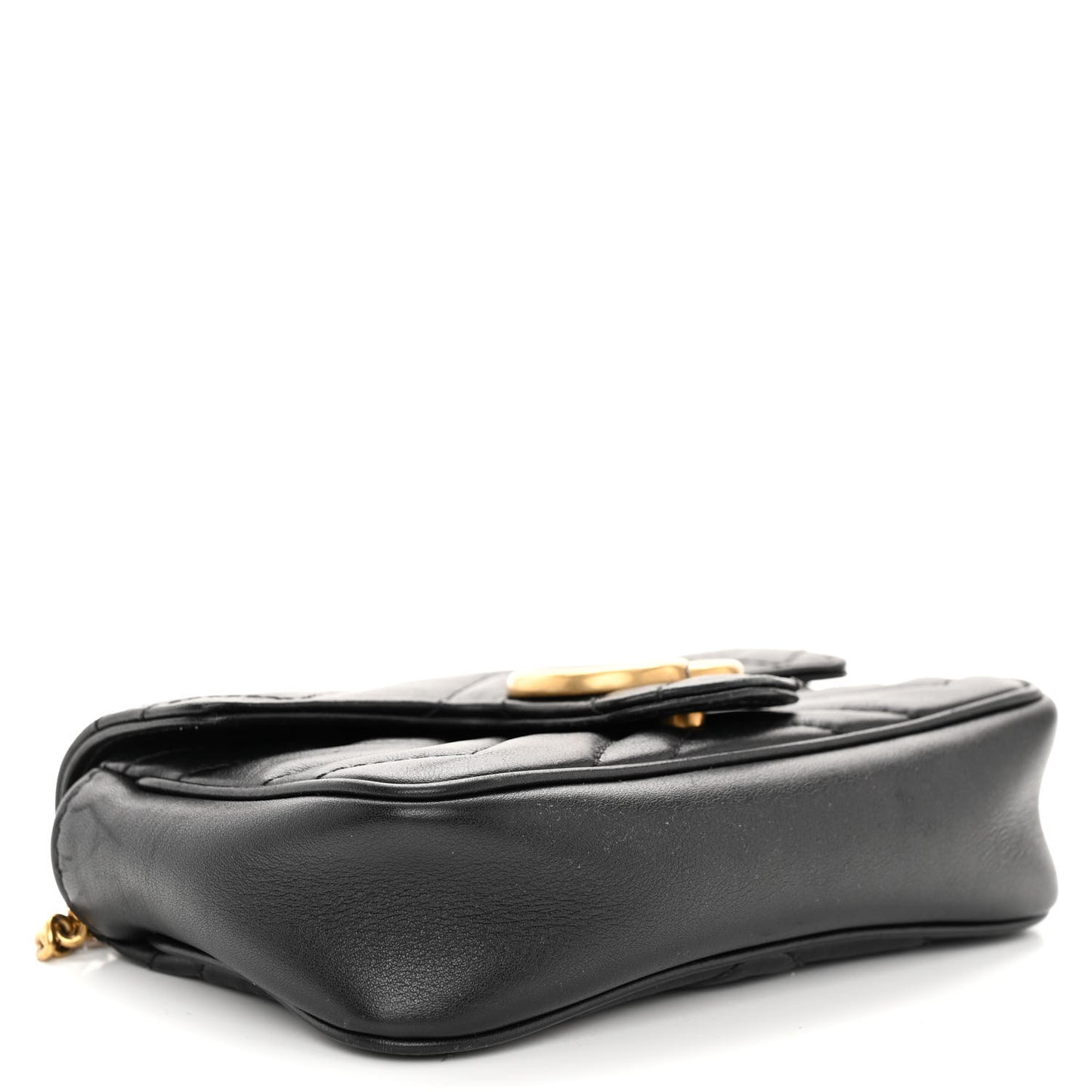 Calfskin Matelasse Super Mini GG Marmont Shoulder Bag Black