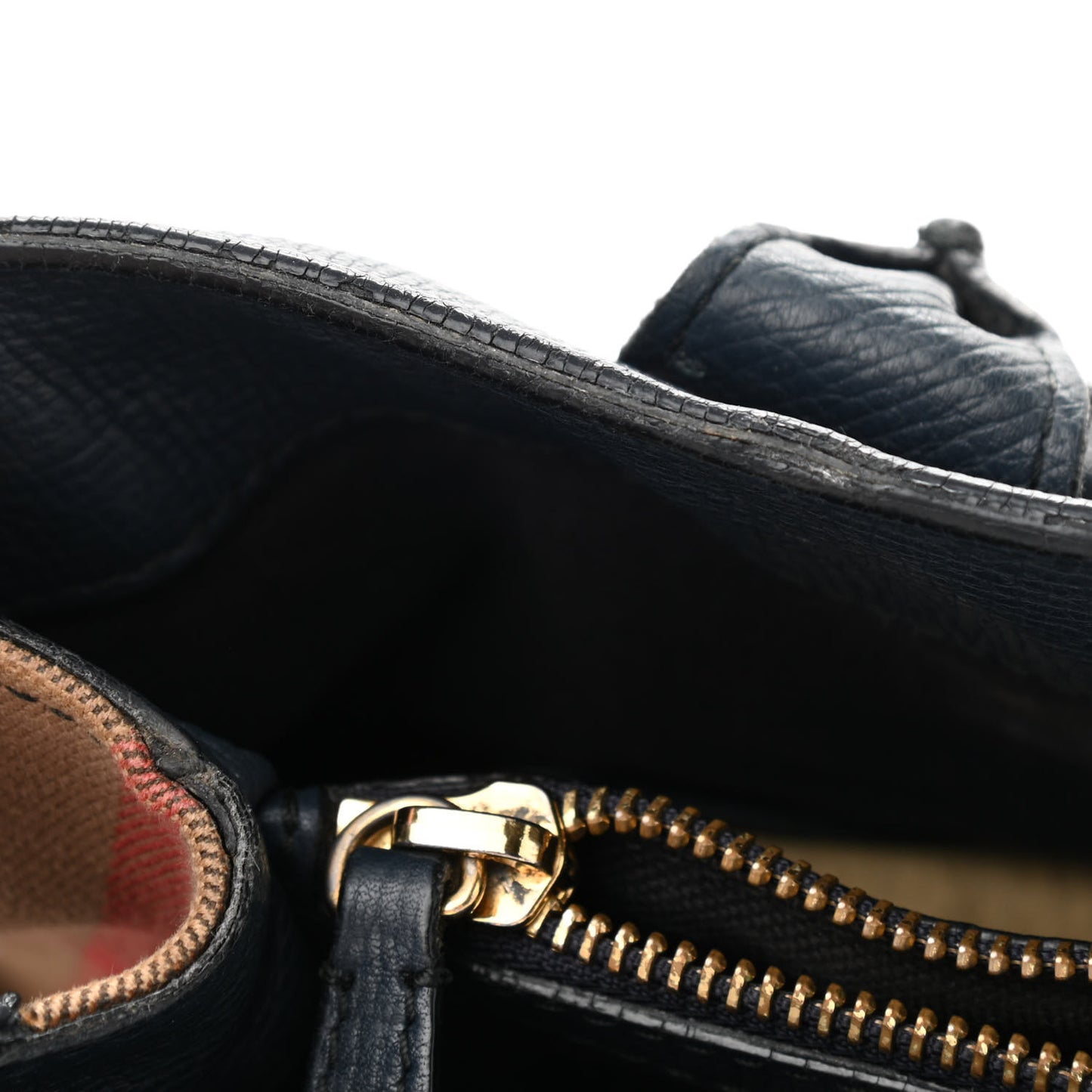Calfskin House Check Medium Banner Tote Ink Blue