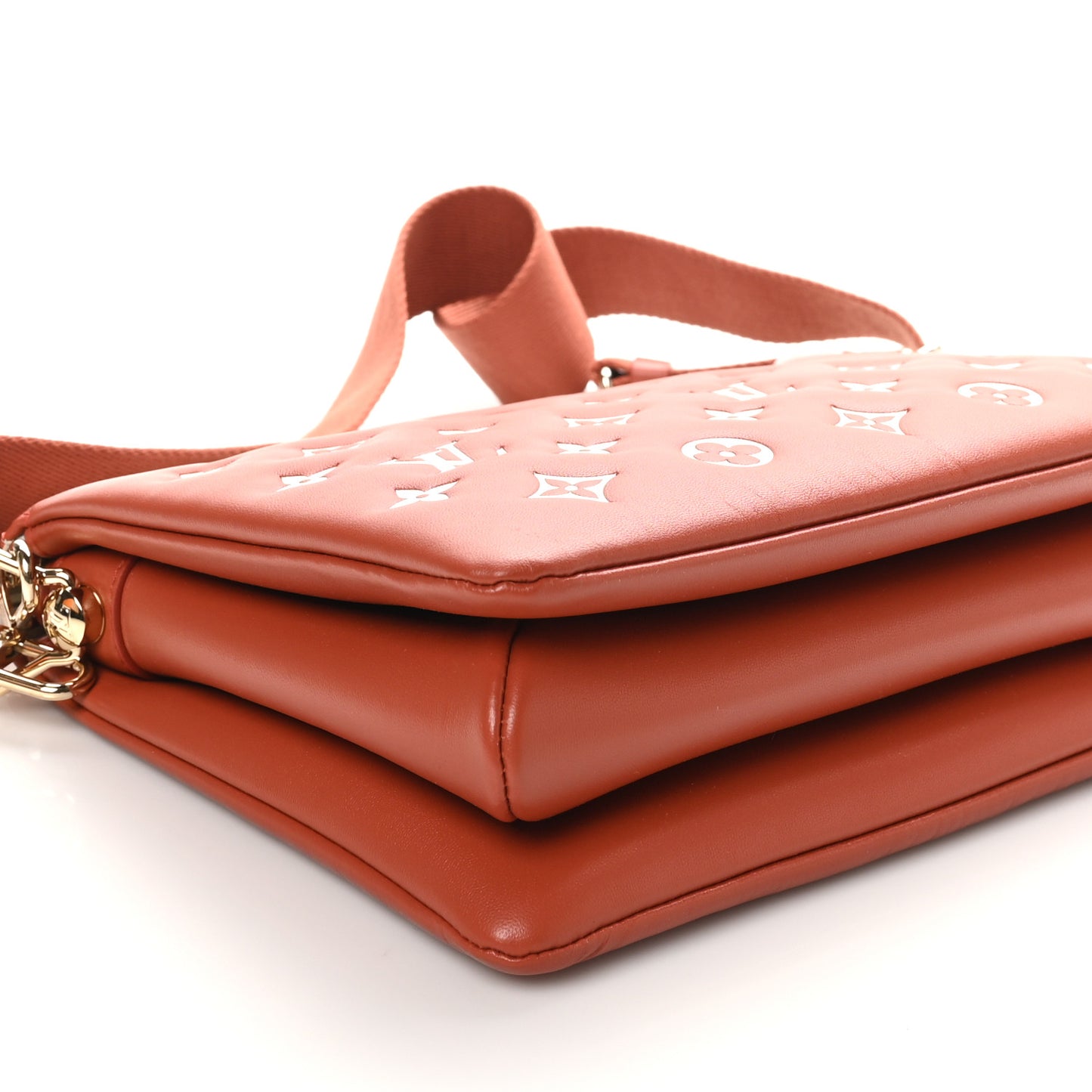 Lambskin Embossed Monogram Coussin PM Terracotta Brown
