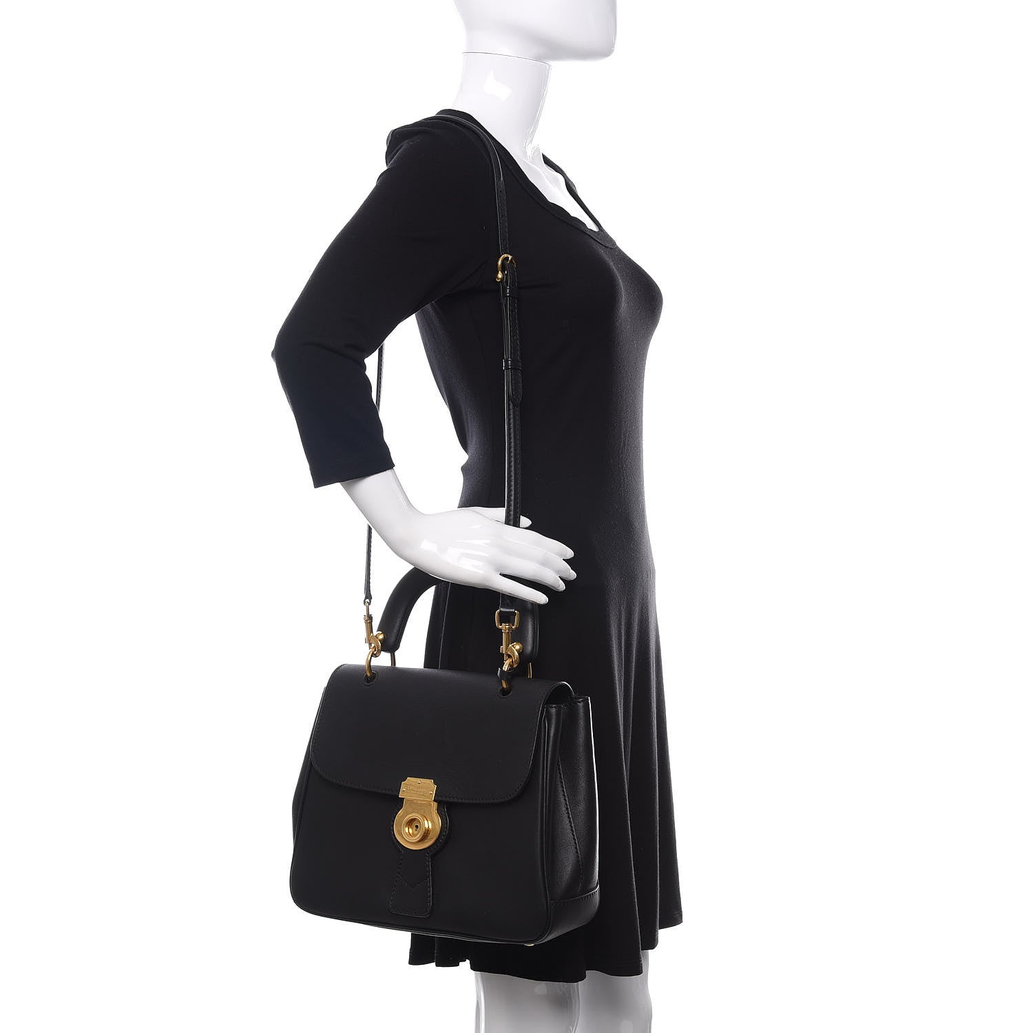 Burberry Trench Calfskin Medium DK88 Top Handle Bag Black 2 of 10
