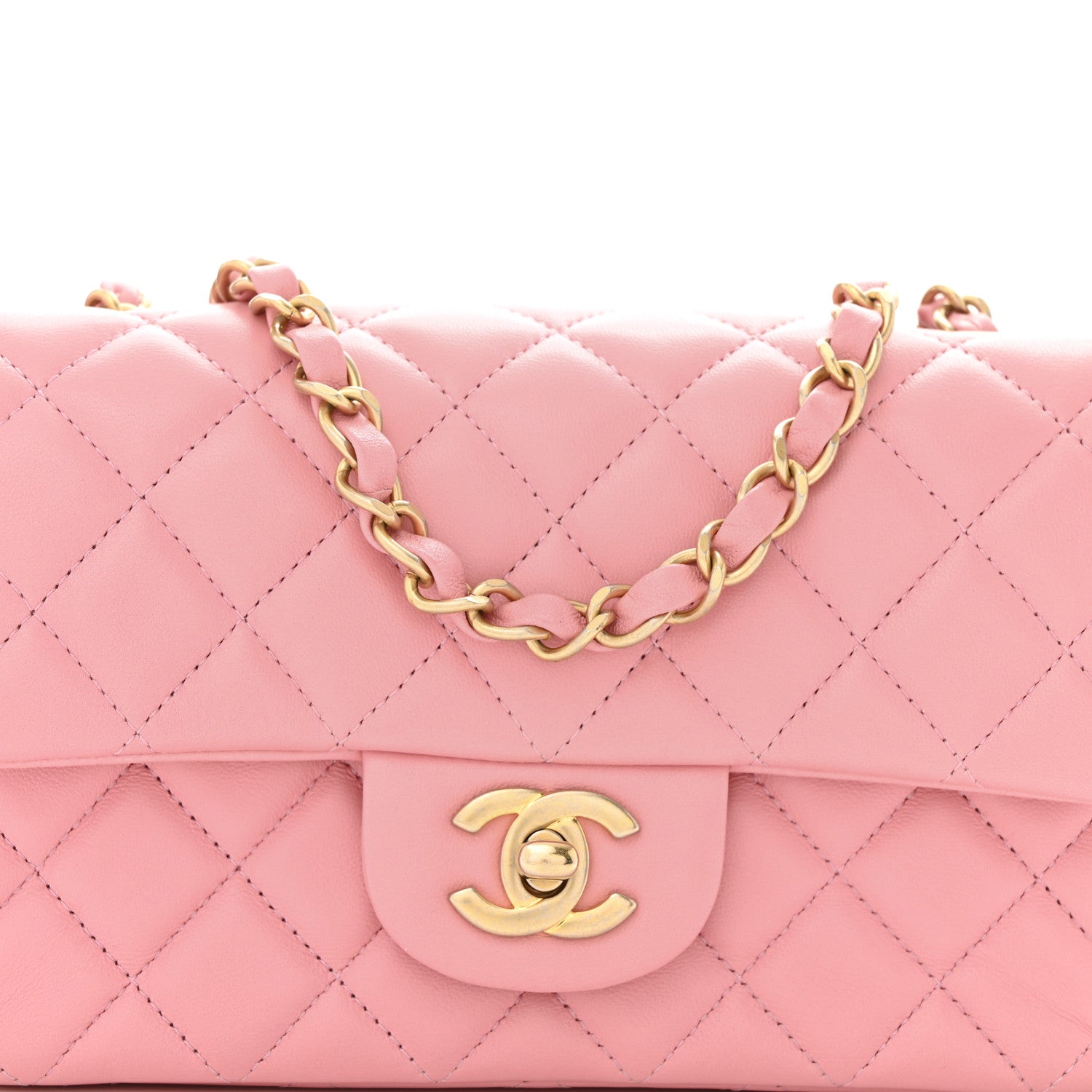 Chanel Lambskin Quilted Mini Rectangular Flap Pink 8 of 11