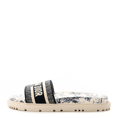 Christian Dior Canvas Toile de Jouy Embroidered Dway 10mm Slide Sandals 40 Deep Blue 1 of 9