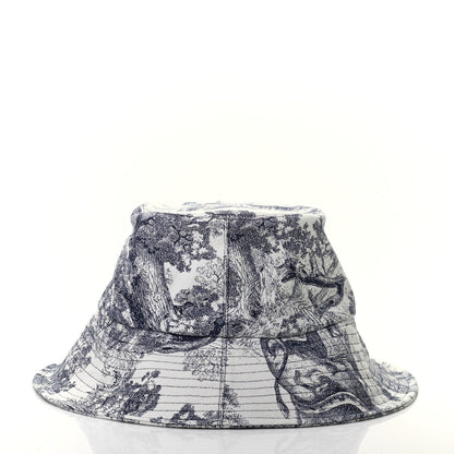 Christian Dior Cotton Toile De Jouy Bucket Hat 57 Blue 4 of 9