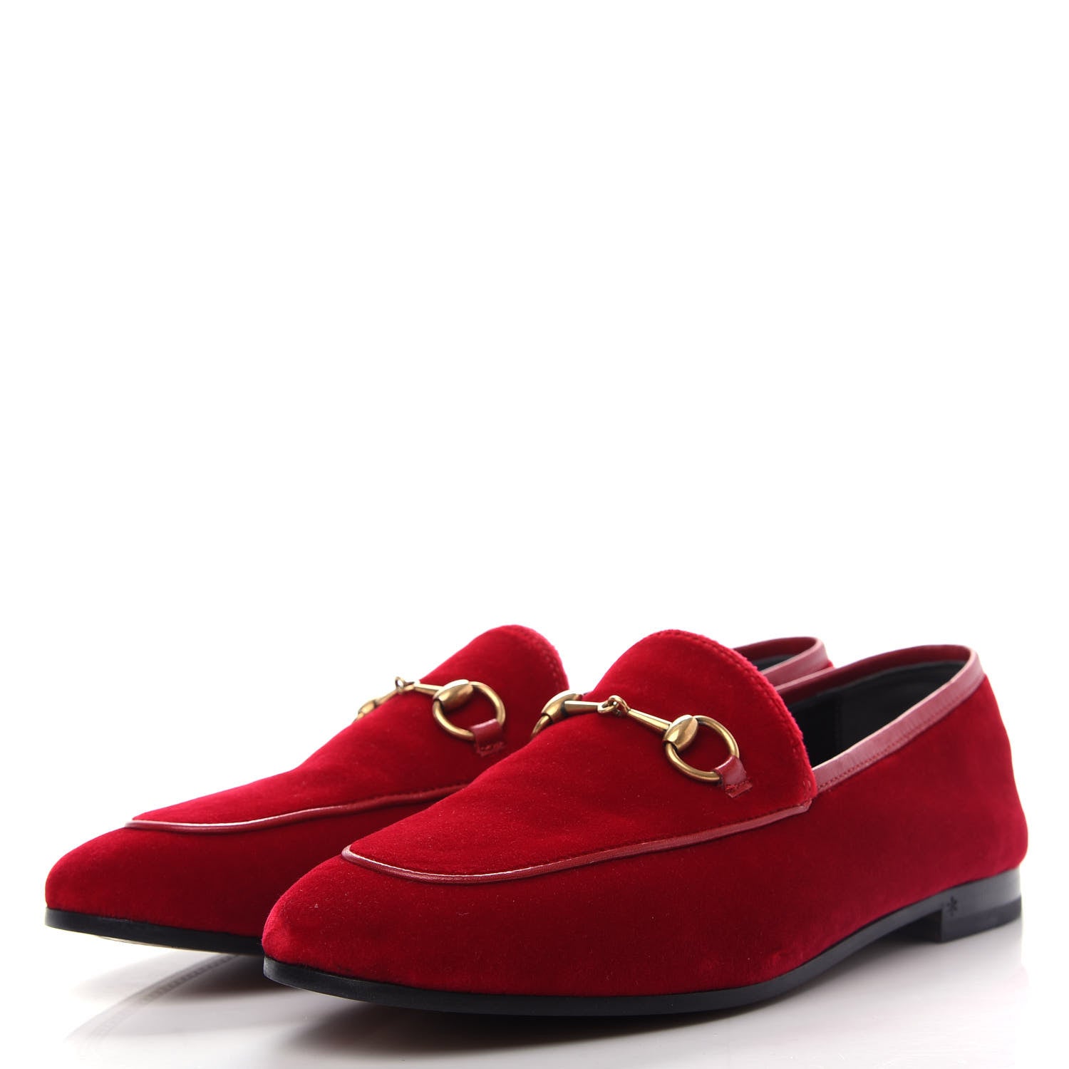 Gucci Velvet Horsebit Womens Jordaan Loafers 38 Hibiscus Red 3 of 11