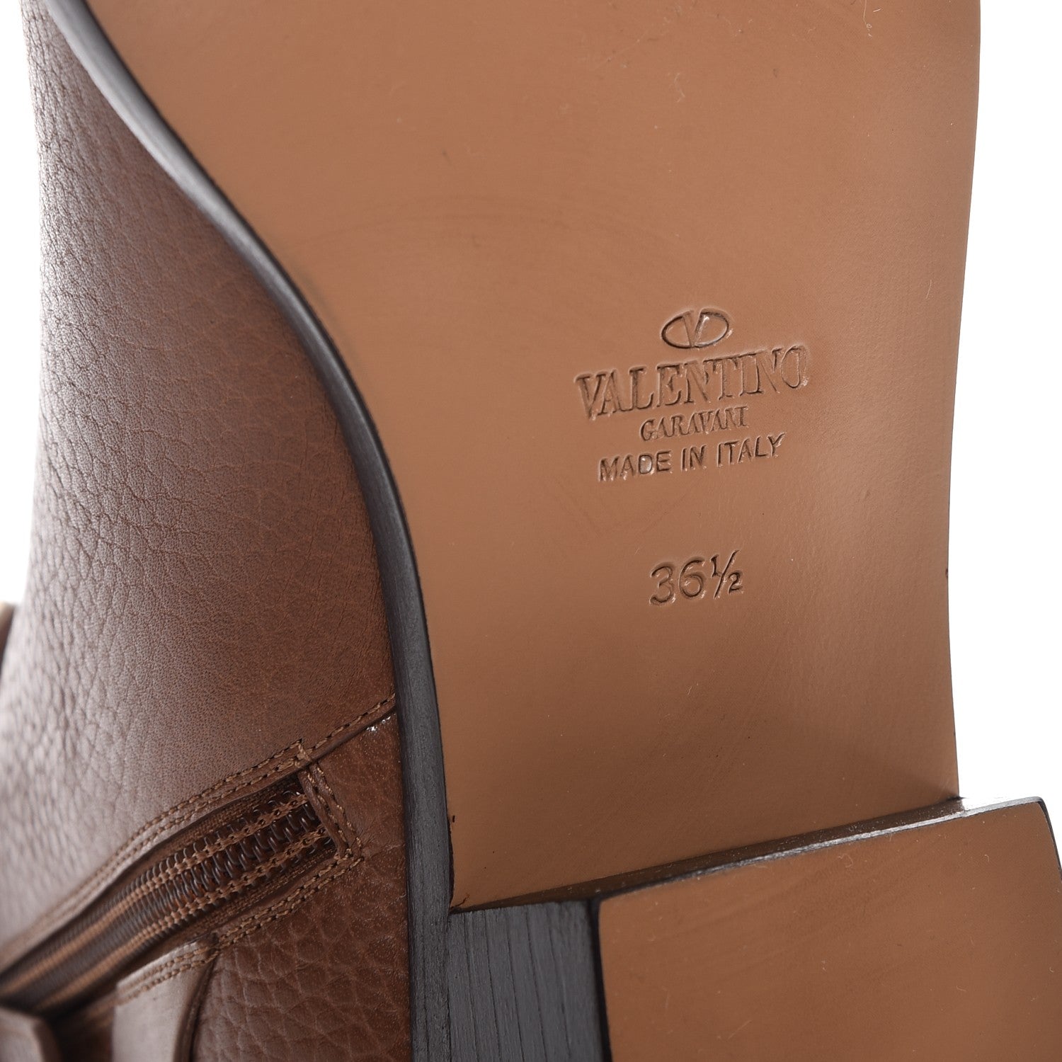 Valentino Garavani Grained Calfskin Rockstud Single Buckle 35mm Cowboy Ankle Boots 36.5 Tobacco 6 of 10