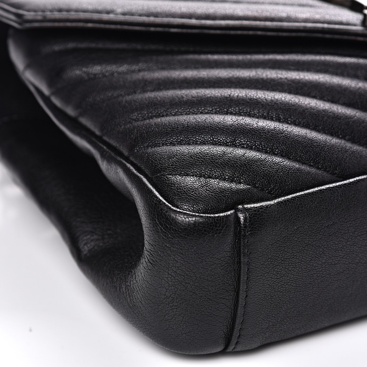 Saint Laurent Sheepskin Matelasse Chevron Monogram Medium College Bag Black 7 of 12