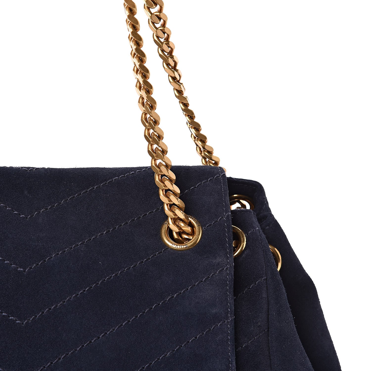 Saint Laurent Suede Chevron Monogram Large Nolita Blue 11 of 11