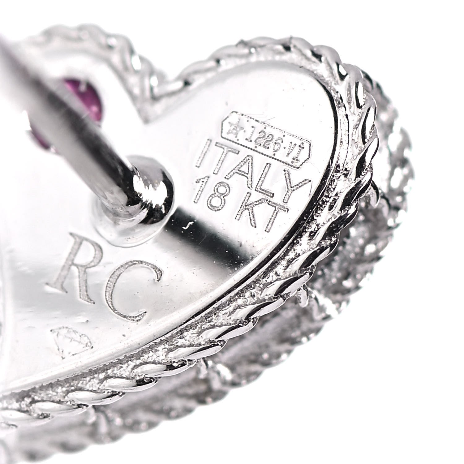 Roberto Coin 18K White Gold Diamond Tiny Treasures Heart Stud Earrings 5 of 7