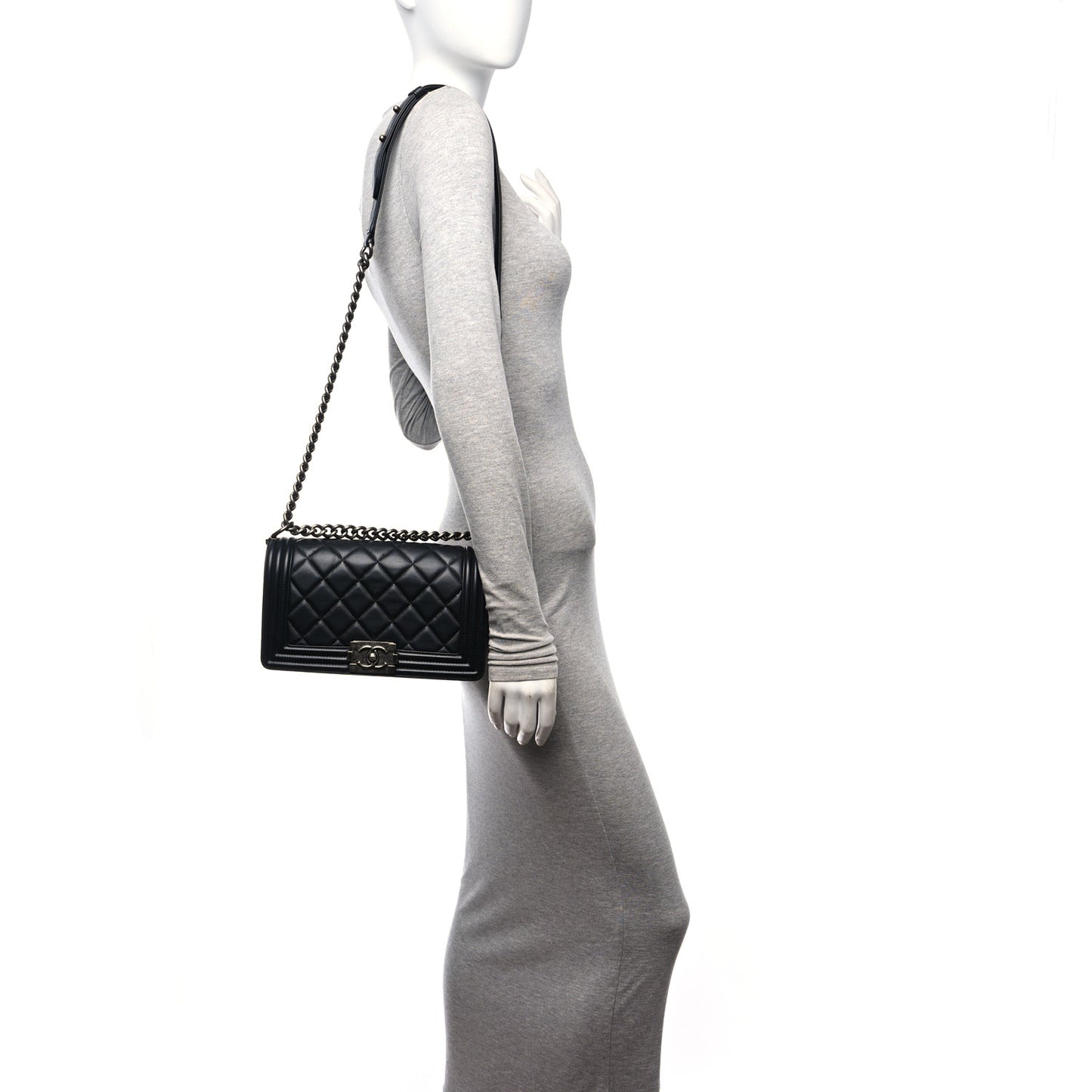 Lambskin Quilted Small Boy Flap Black