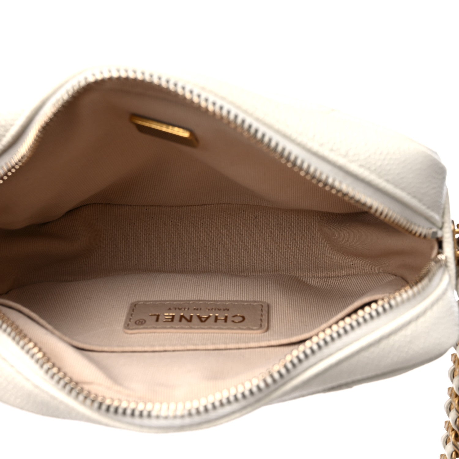 Chanel Shiny Caviar Quilted Chain Melody Camera Bag White 5 of 10