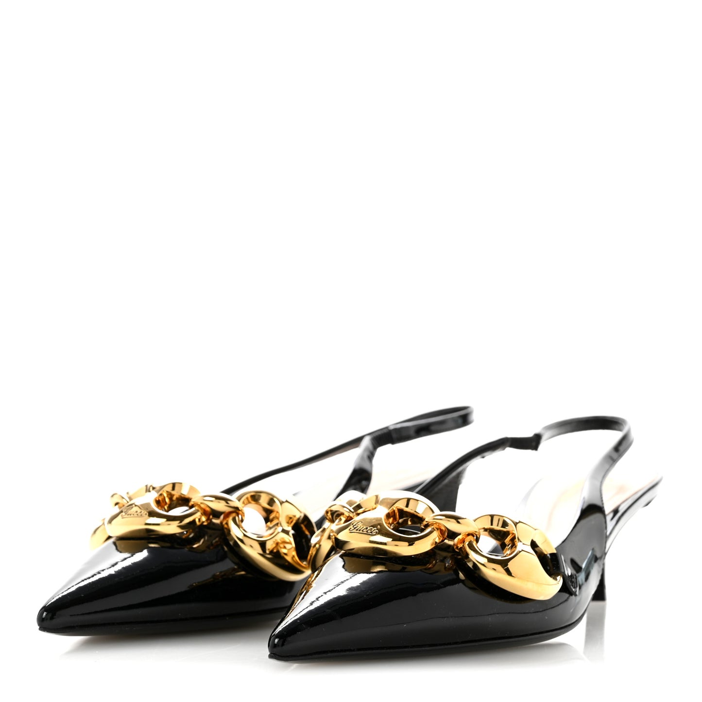 Vernice Crystal Nappa Charlotte Marina Slingback Pumps 37 Black