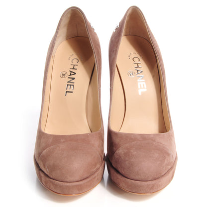 Chanel Suede CC Cap Toe Pumps 37 Beige 2 of 6