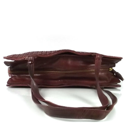 Bottega Veneta Vintage Woven Leather Shoulder Bag Dark Red 4 of 7