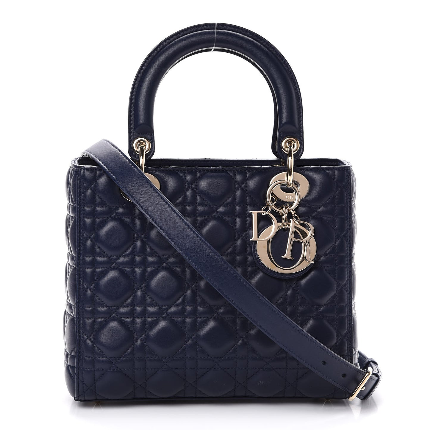 Lambskin Cannage Medium Lady Dior Navy Blue