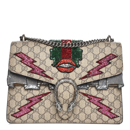 Gucci GG Supreme Monogram Lightning Embroidered Medium Dionysus Shoulder Bag Beige 1 of 15