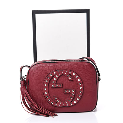Gucci Pebbled Calfskin Studded Small Soho Disco Bag Soft Burgundy 11 of 11