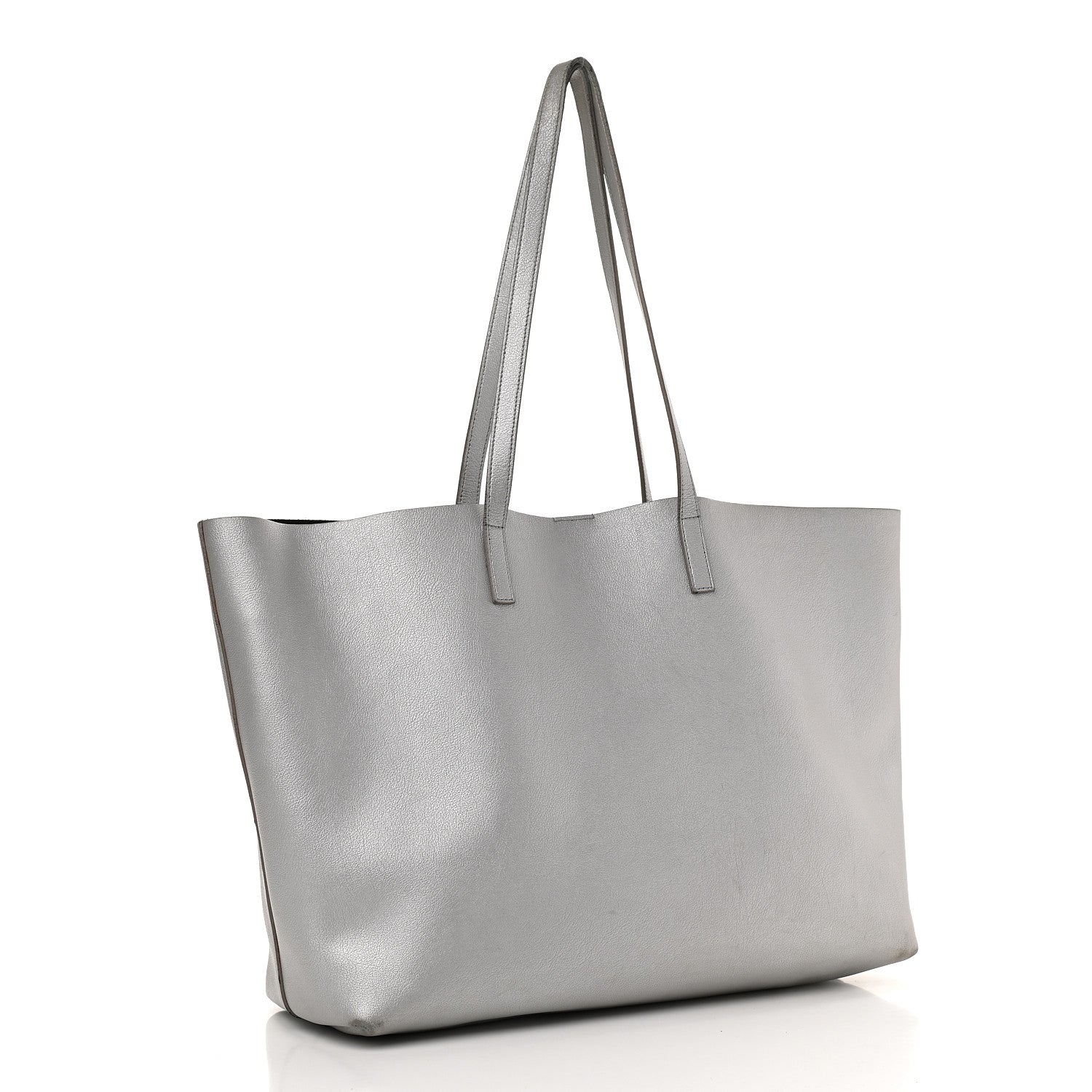 Saint Laurent Metallic Calfskin Large Shopping Tote Silver 4 of 21