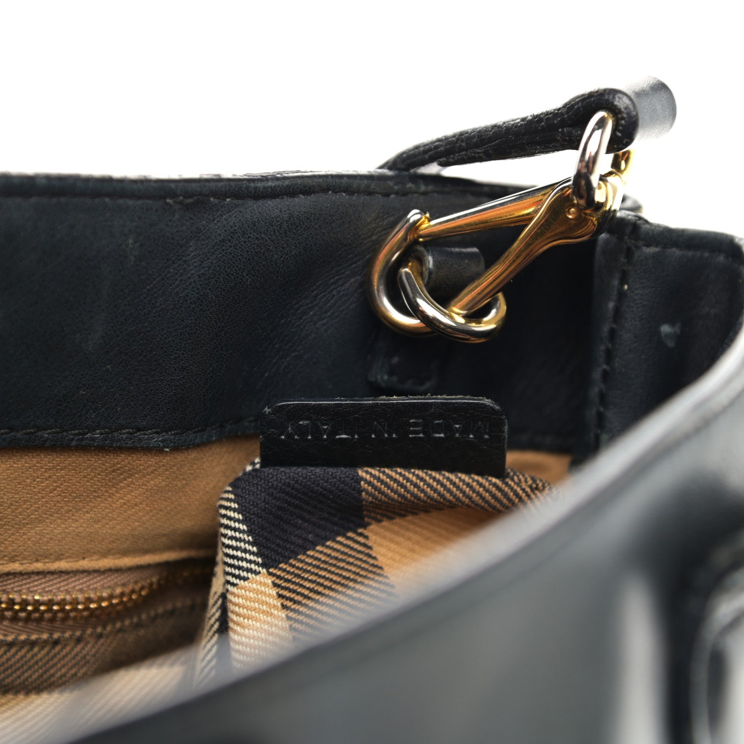Burberry Calfskin House Check Small Banner Tote Black 8 of 20