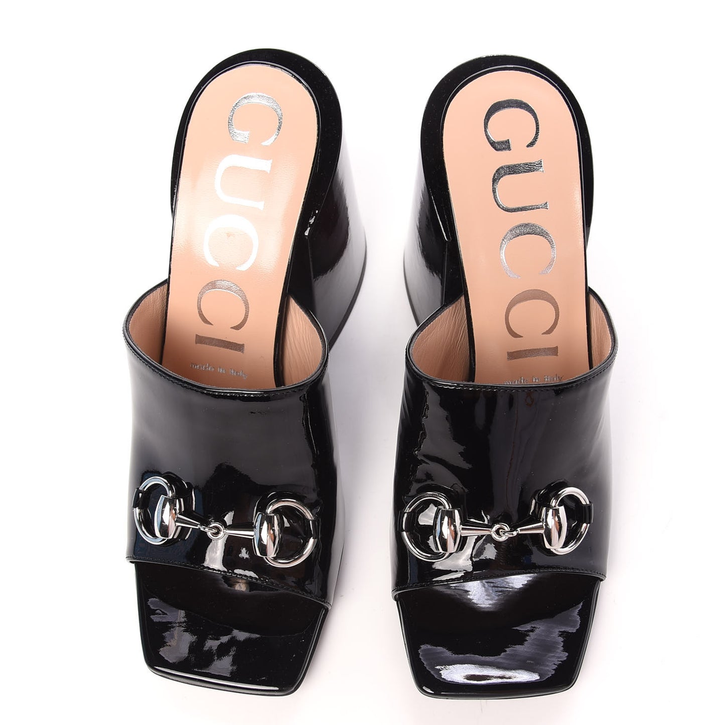 Patent Lexi Horsebit High-Heel Slide Sandals 37.5 Black