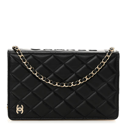 Chanel Lambskin Quilted Book Wallet On Chain WOC Black 1 of 12