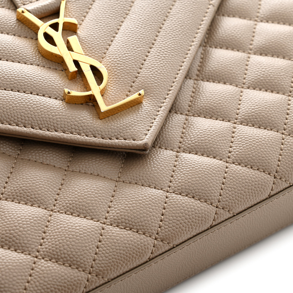 Saint Laurent Grain De Poudre Textured Mixed Matelasse Medium Triquilt Monogram Satchel Dark Latte 11 of 15