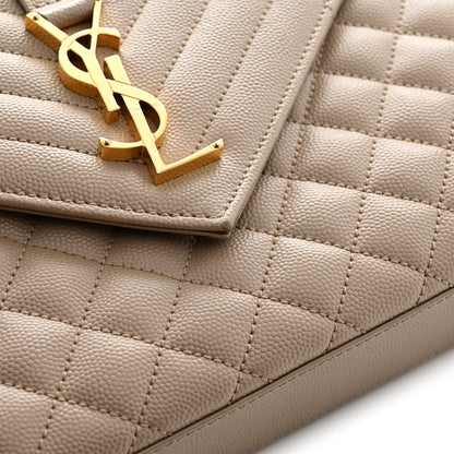 Saint Laurent Grain De Poudre Textured Mixed Matelasse Medium Triquilt Monogram Satchel Dark Latte 11 of 15