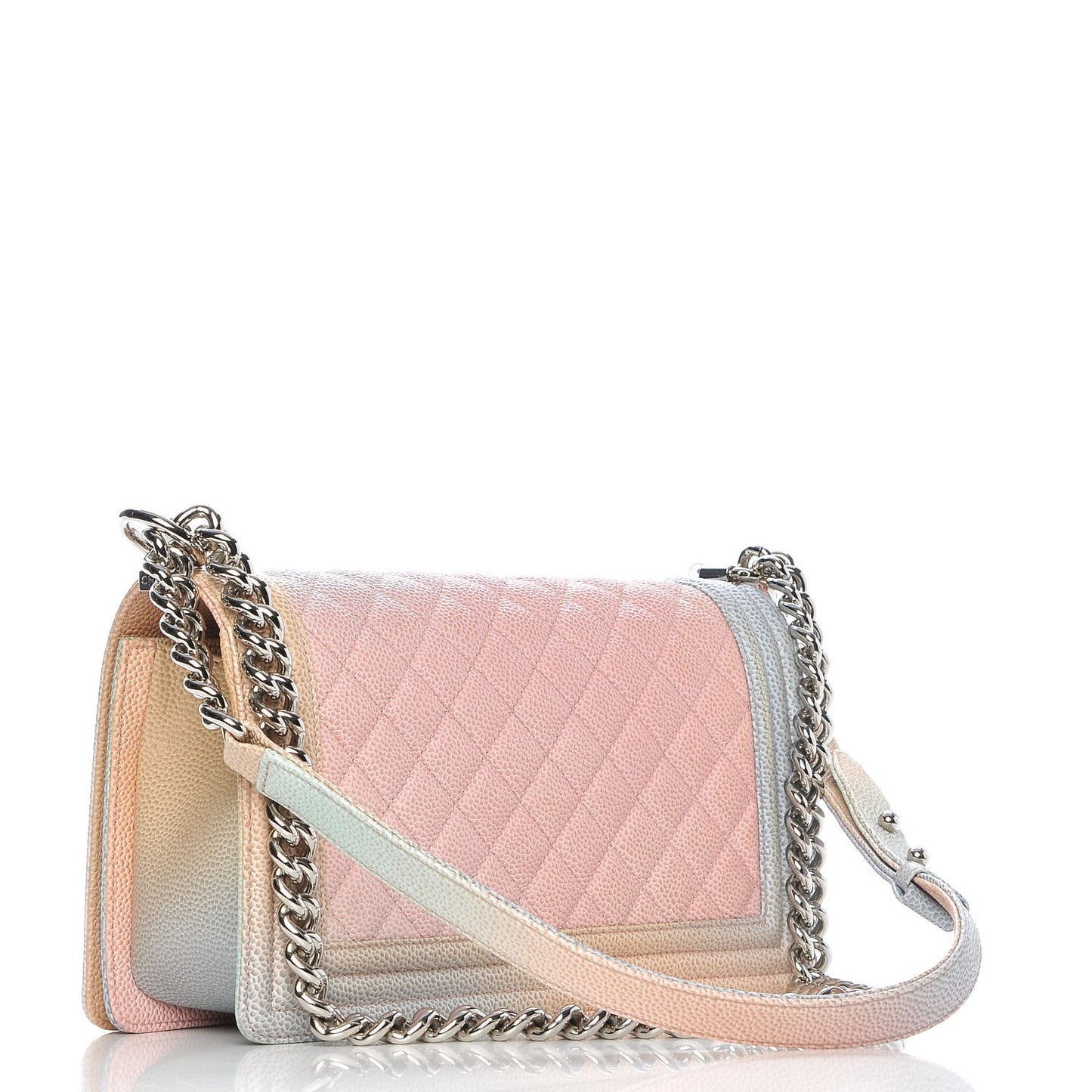 Caviar Quilted Medium Rainbow Boy Flap Pink Multicolor