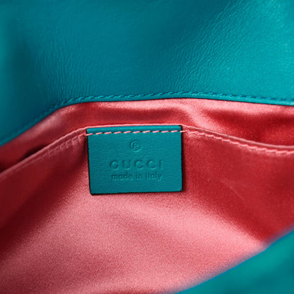 Gucci Velvet Matelasse Mini GG Marmont Shoulder Bag Pavone Cyan 9 of 12