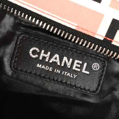 Chanel Nylon Stitched Printed Logo Shopping Bag Black White 12 of 21