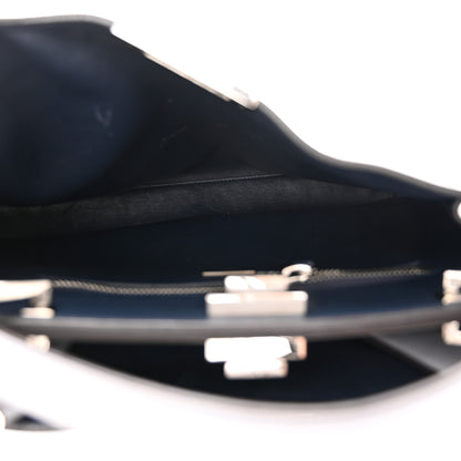 Fendi Vitello Tahiti Burro Large Peekaboo Iconic Essentially Satchel Ardesia Dark Blue 5 of 15