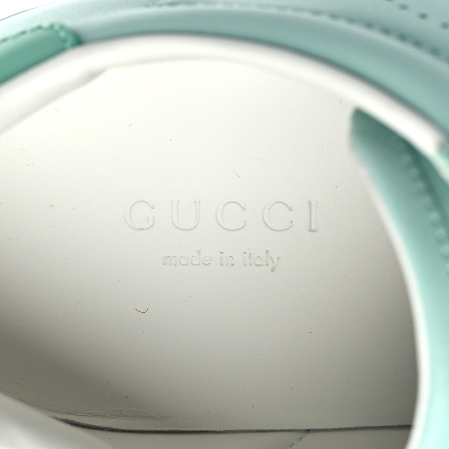 Gucci Calfskin Interlocking G Perforated Womens Ace Sneakers 35 Water Green Synthetic Green Garden 8 of 10