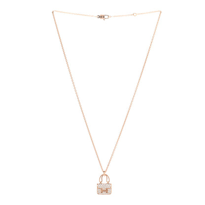 Hermes 18K Rose Gold Diamond Constance Amulettes Pendant Necklace 3 of 6
