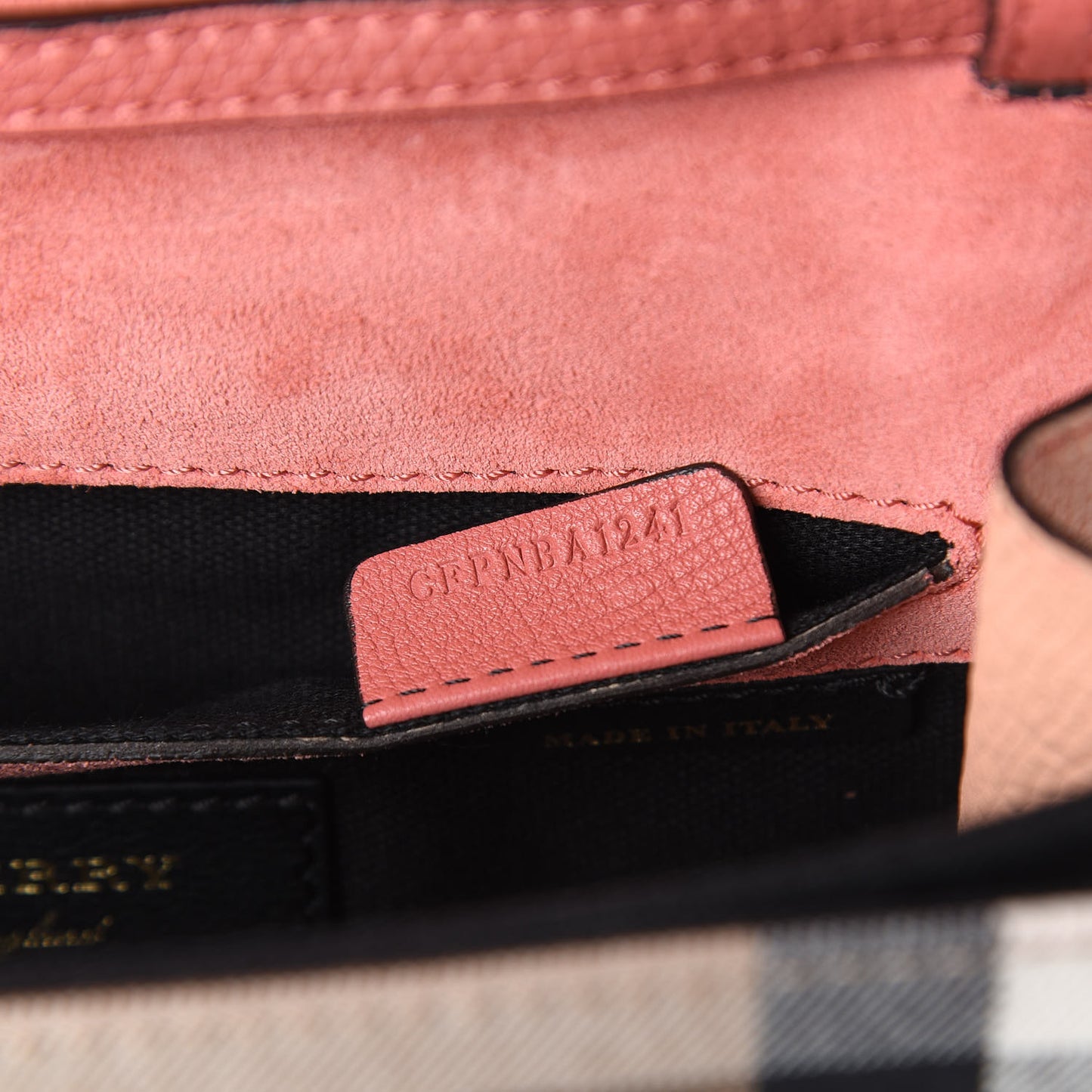 Derby Calfskin House Check Small Macken Crossbody Bag Copper Pink