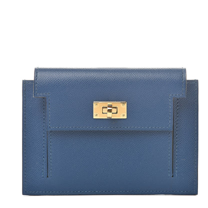 Hermes Madame Calfskin Kelly Pocket Compact Wallet Deep Bleu 1 of 8