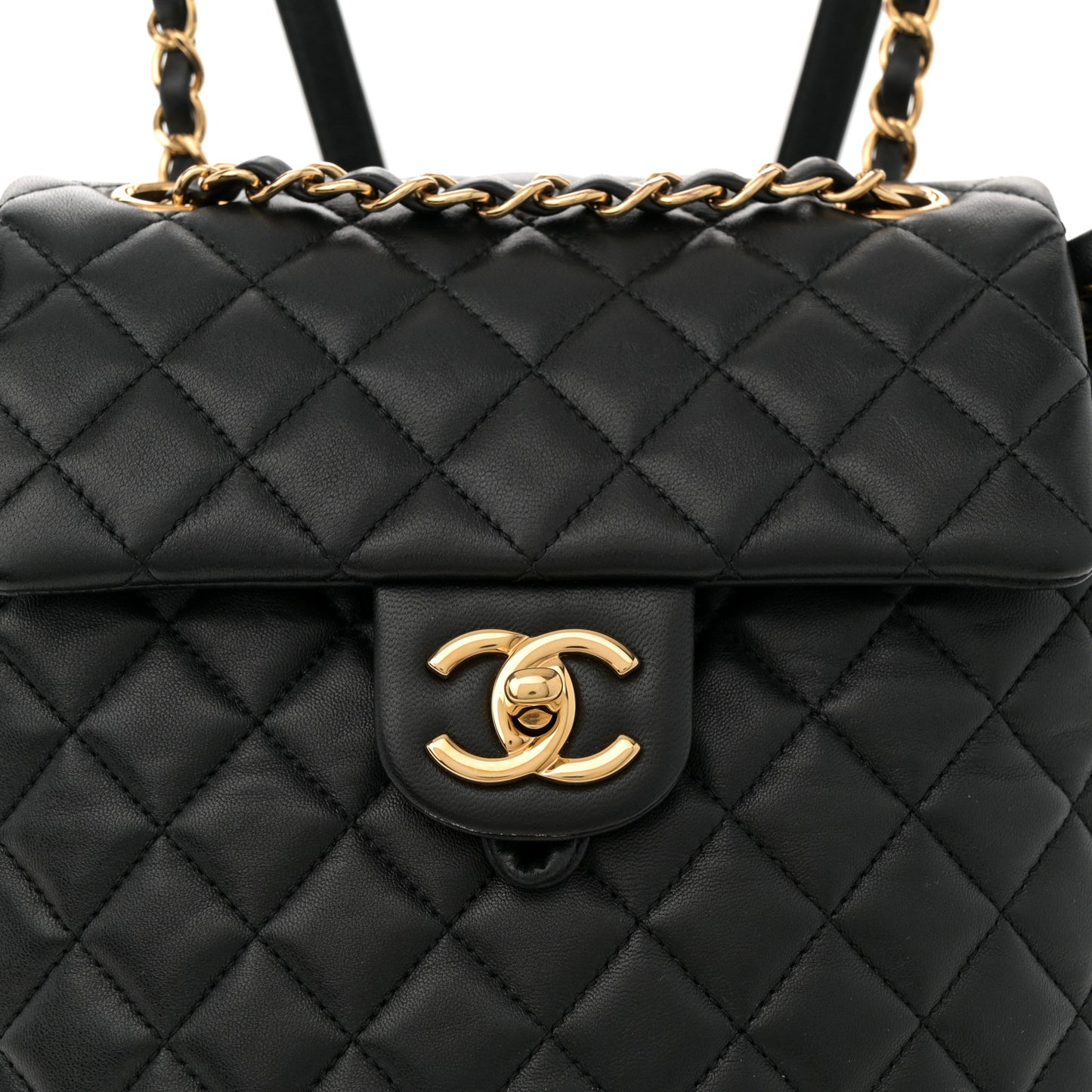 Lambskin Quilted Small Urban Spirit Backpack Black