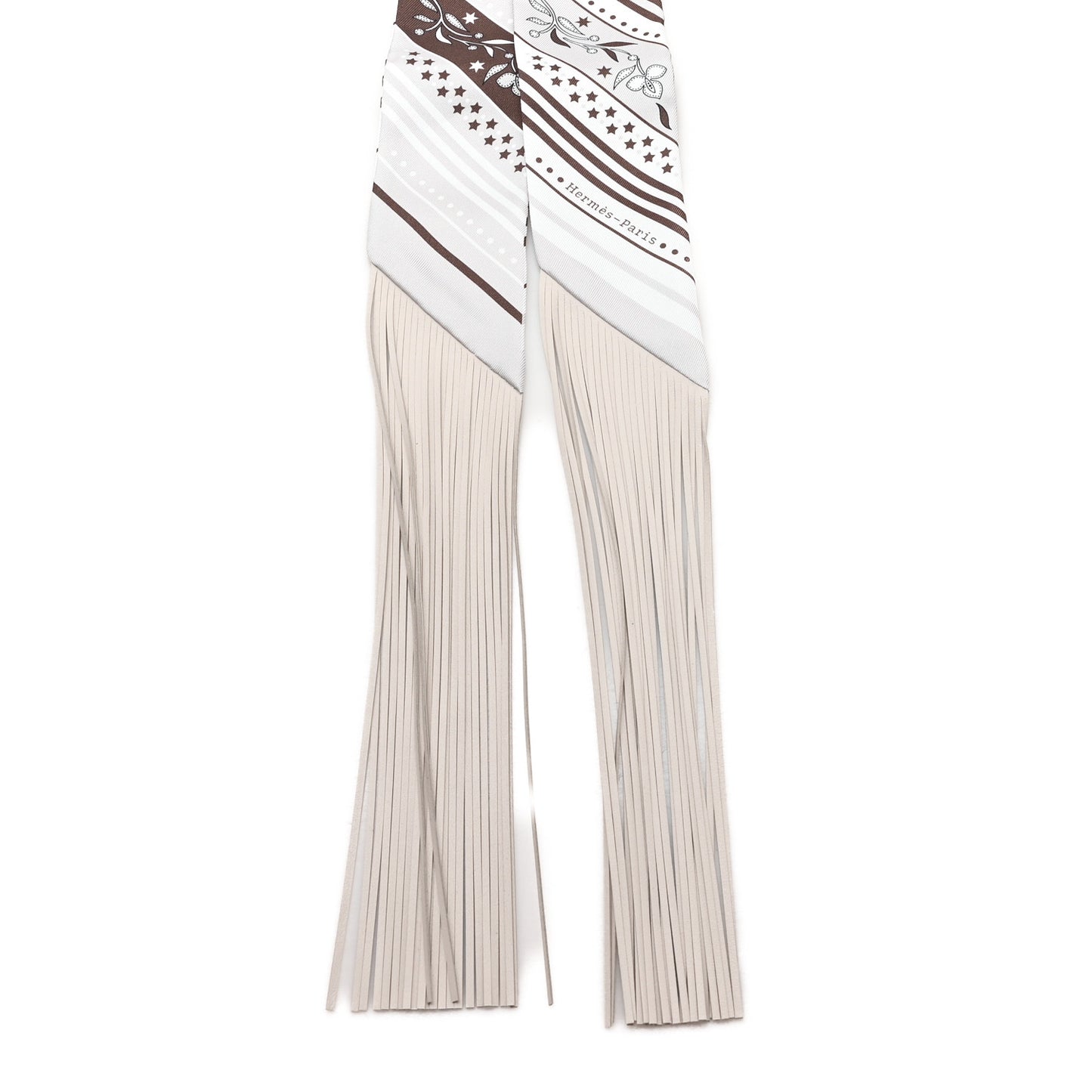 Silk Festival Des Amazones Bandana Fringed Twilly Craie Brun