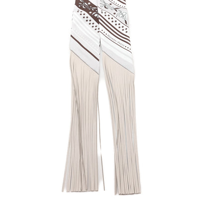 Hermes Silk Festival Des Amazones Bandana Fringed Twilly Craie Brun 2 of 4