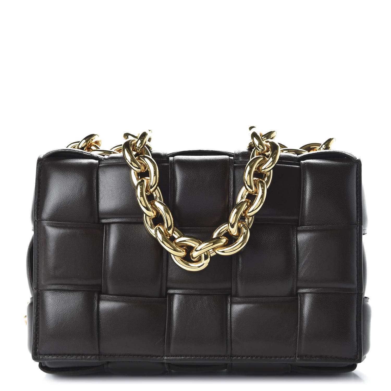 Bottega Veneta Lambskin Maxi Intreccio Padded Chain Cassette Crossbody Bag Black 1 of 9
