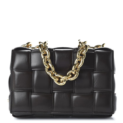 Bottega Veneta Lambskin Maxi Intreccio Padded Chain Cassette Crossbody Bag Black 1 of 9