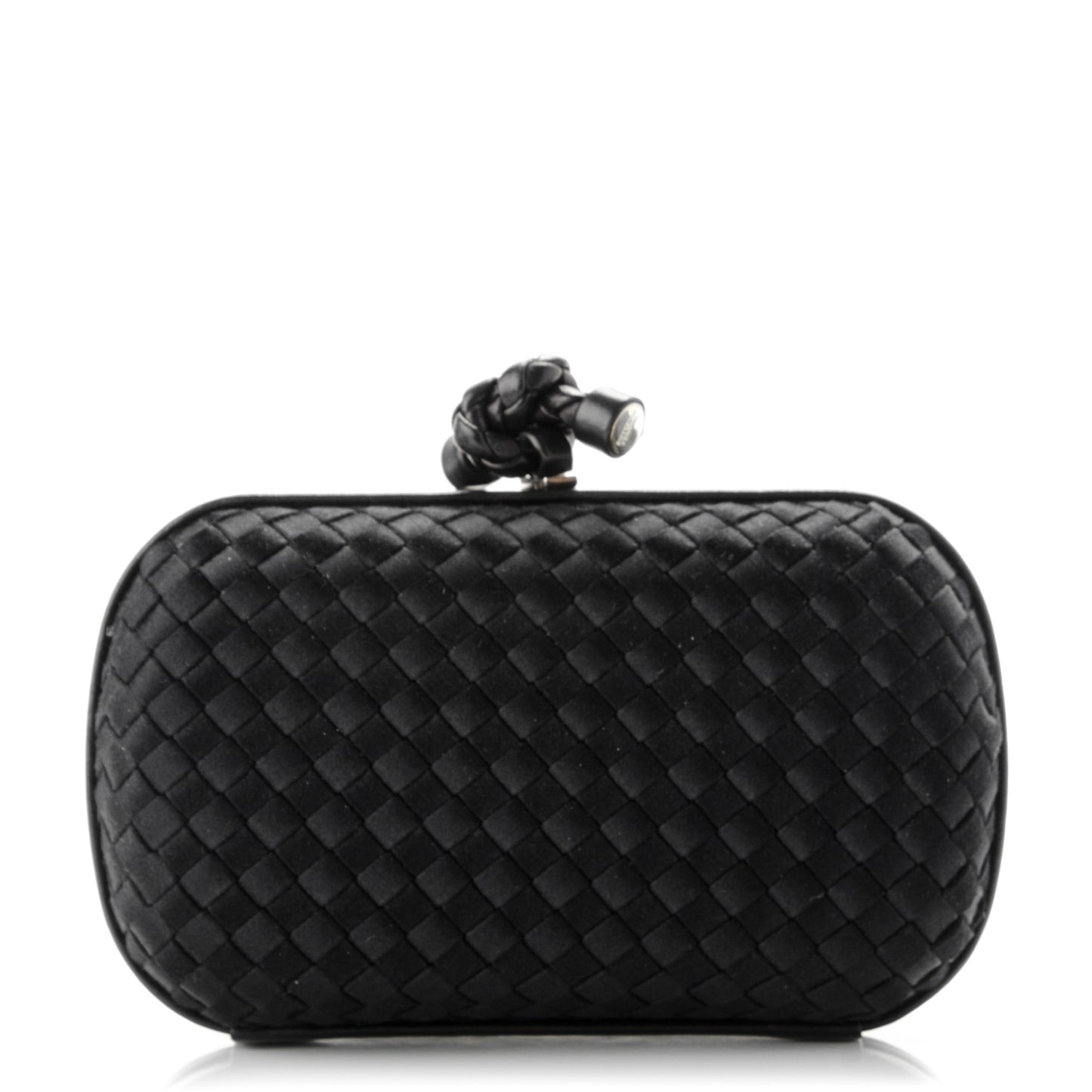 Satin Intreccio Impero Knot Clutch Black
