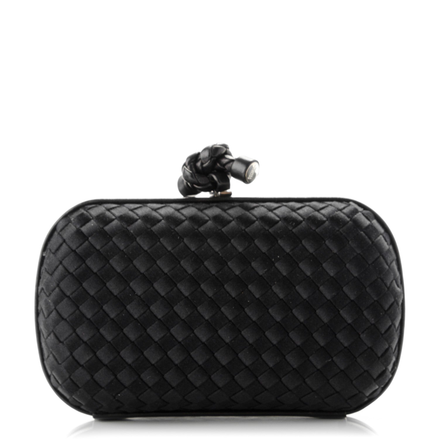 Bottega Veneta Satin Intreccio Impero Knot Clutch Black 1 of 6