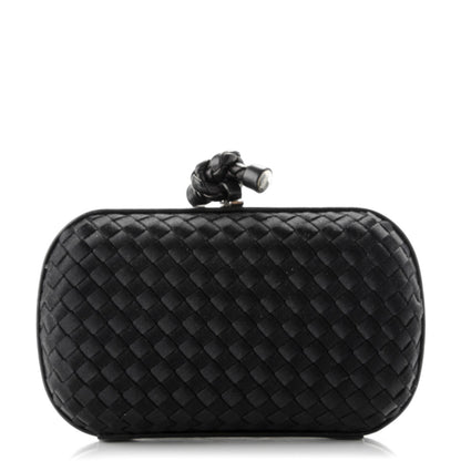 Bottega Veneta Satin Intreccio Impero Knot Clutch Black 1 of 6