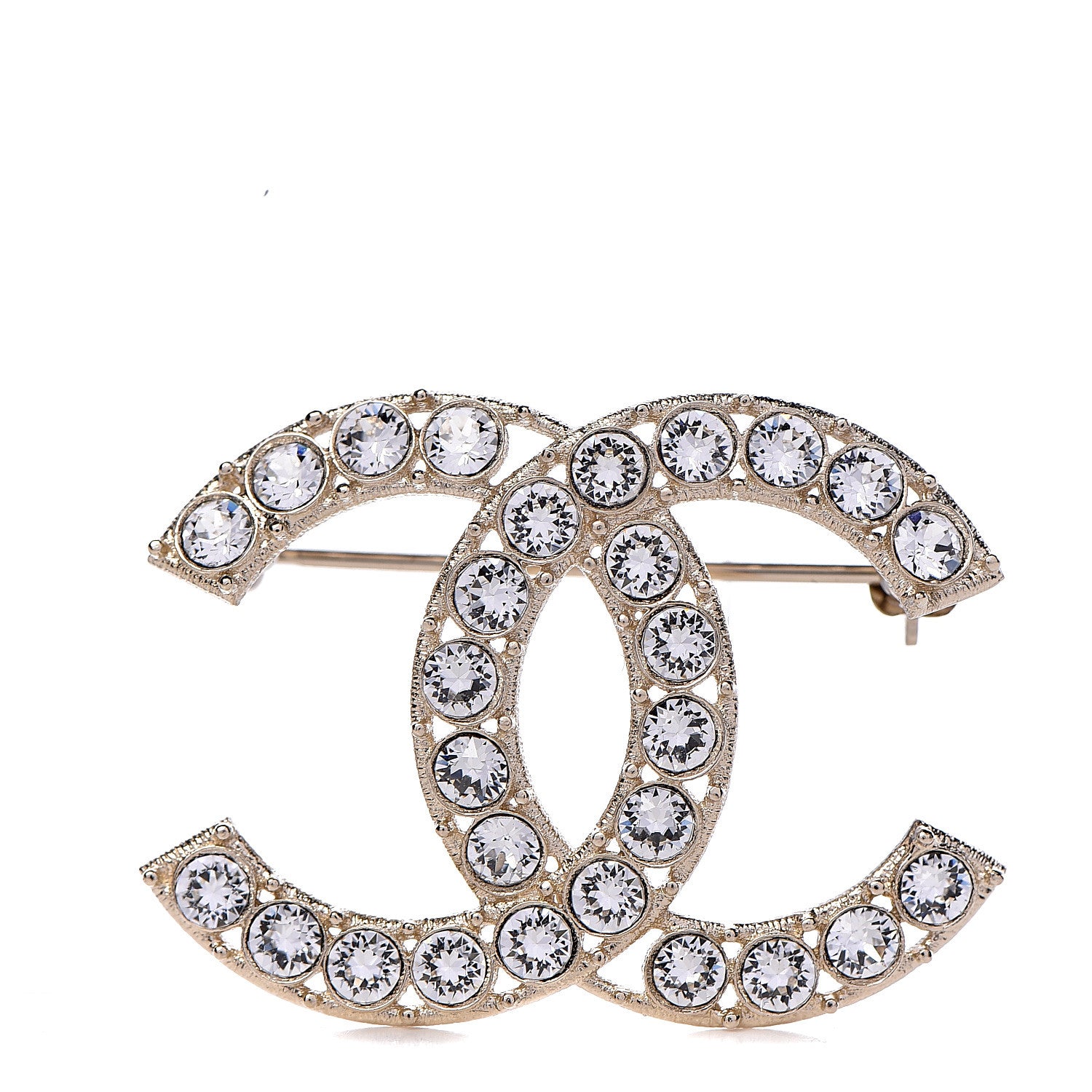 Chanel Crystal CC Brooch Light Gold 1 of 5