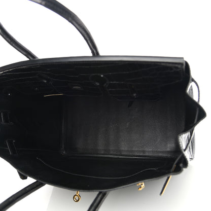 Hermes Shiny Porosus Crocodile Birkin 35 Black 5 of 12