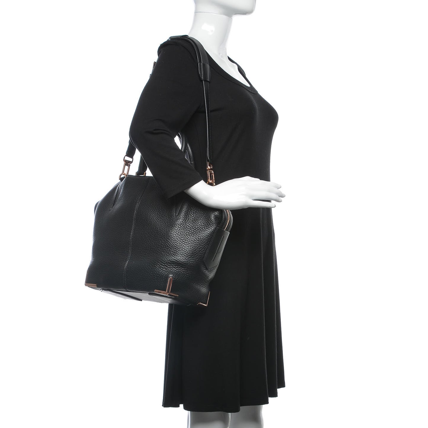 Pebbled Calfskin Small Emile Soft Black Rose Gold Hardware